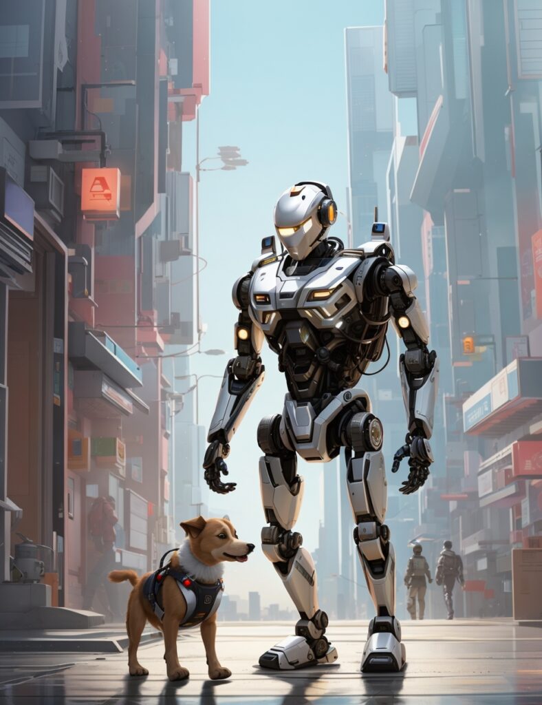 LEONARDO - Best Image Generator Crash Test - illustration of a robot walking a dog