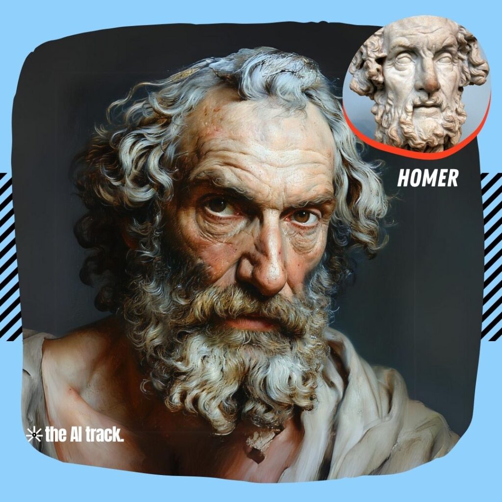 Historical Icons Reimagined by AI: Homer - Photo Generated by Midjourney for The AI Track