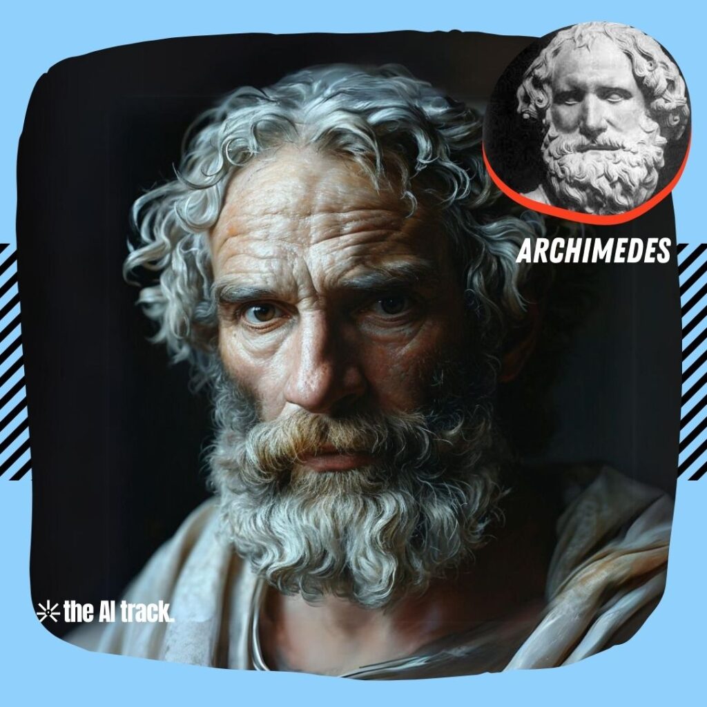 Historical Icons Reimagined by AI - Archimedes - Photo Generated by Midjourney for The AI Track