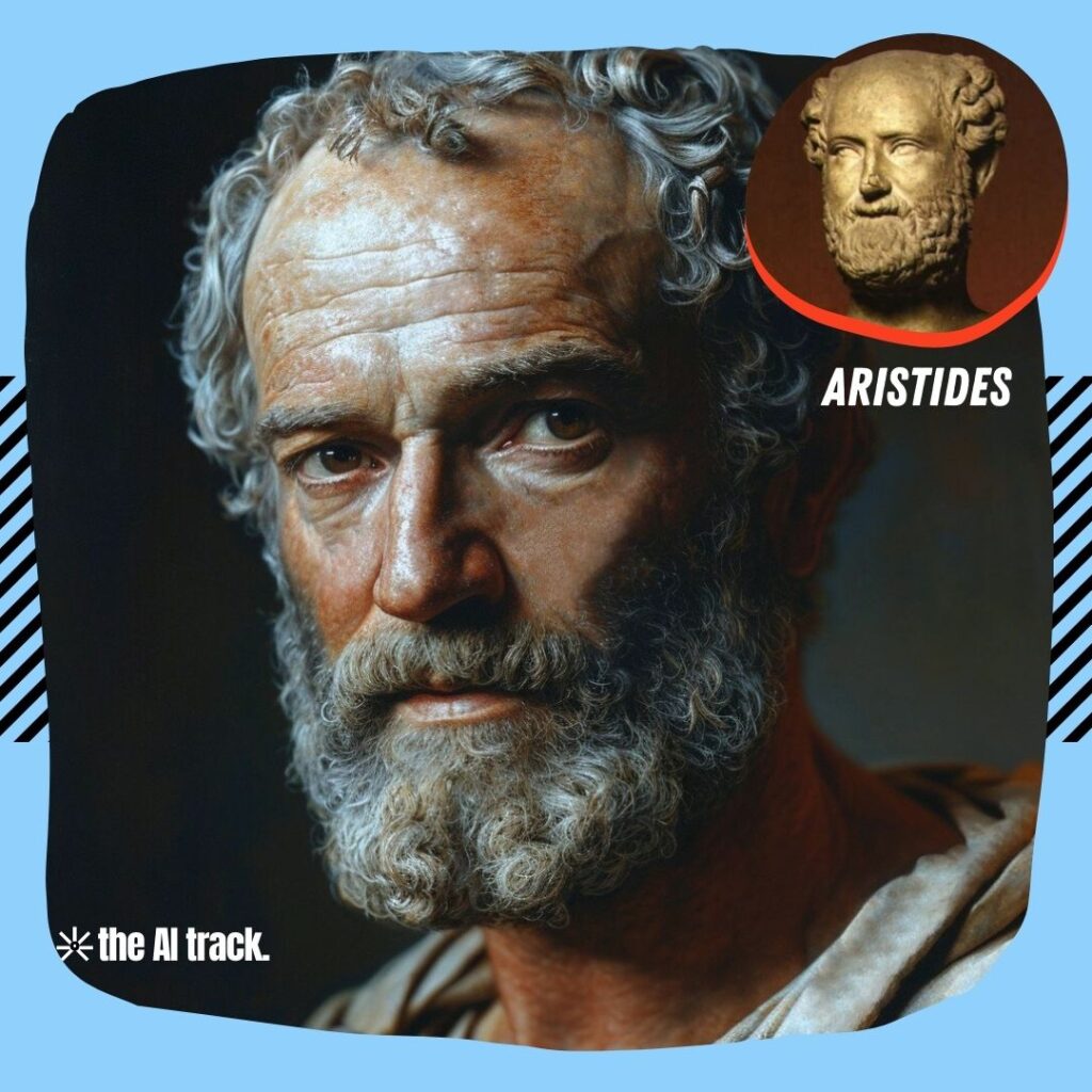 Historical Icons Reimagined by AI - Aristides - Photo Generated by Midjourney for The AI Track