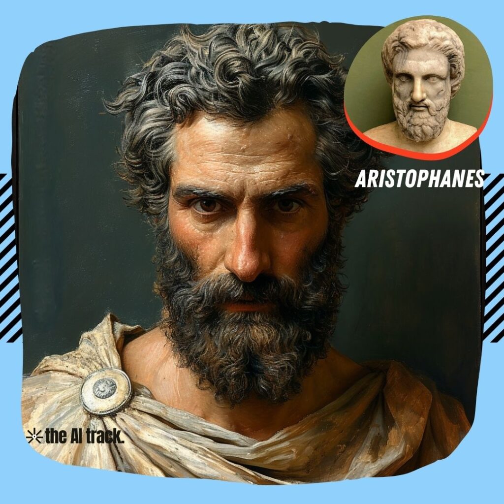 Historical Icons Reimagined by AI Aristophanes - Photo Generated by Midjourney for The AI Track