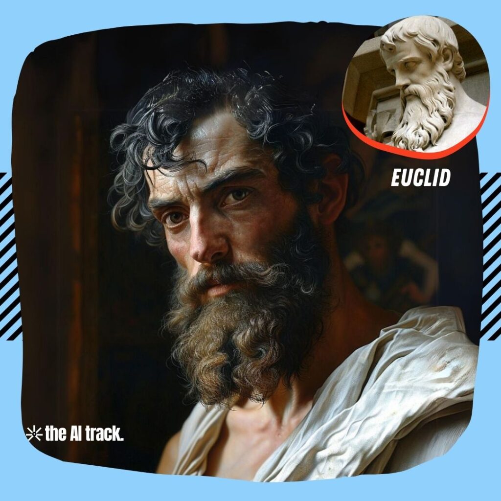 Historical Icons Reimagined by AI - Euclid - Photo Generated by Midjourney for The AI Track