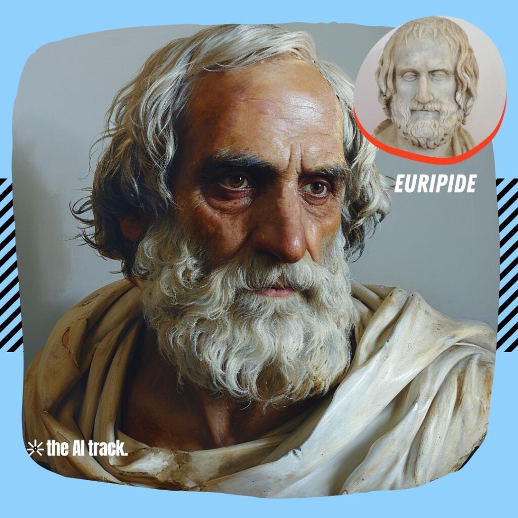 Historical Icons Reimagined by AI Euripide - Photo Generated by Midjourney for The AI Track