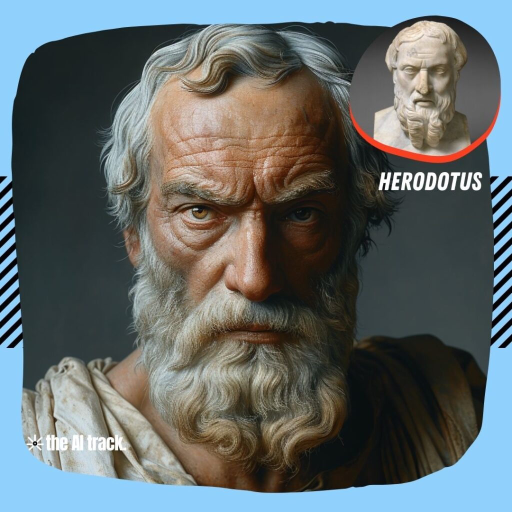 Historical Icons Reimagined by AI Herodotus - Photo Generated by Midjourney for The AI Track