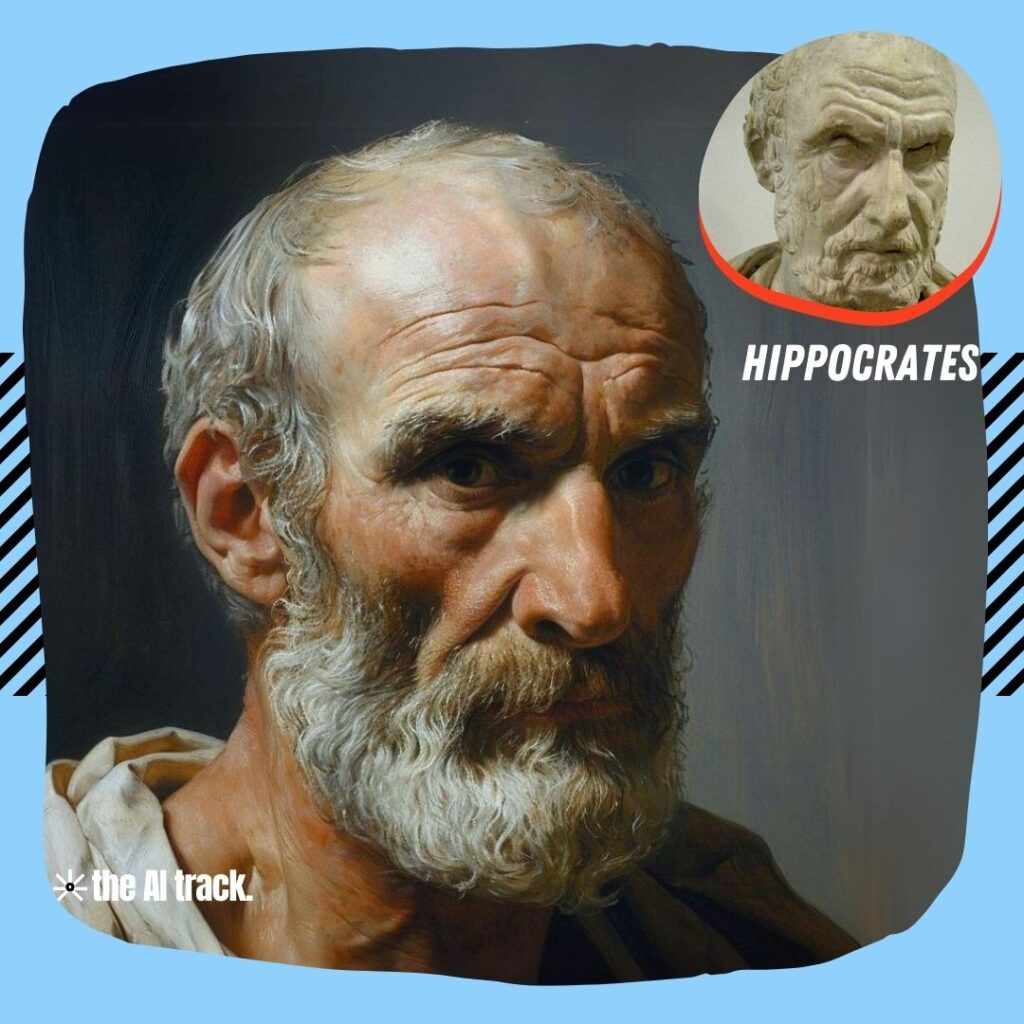 Historical Icons Reimagined by AI - Hippocrates - Photo Generated by Midjourney for The AI Track