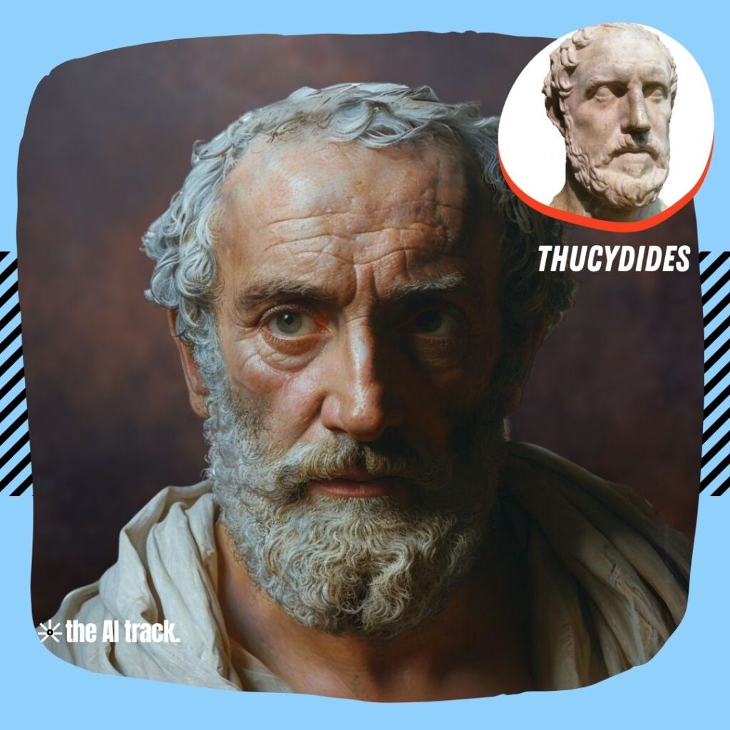 Historical Icons Reimagined by AI - Thucydides - Photo Generated by Midjourney for The AI Track