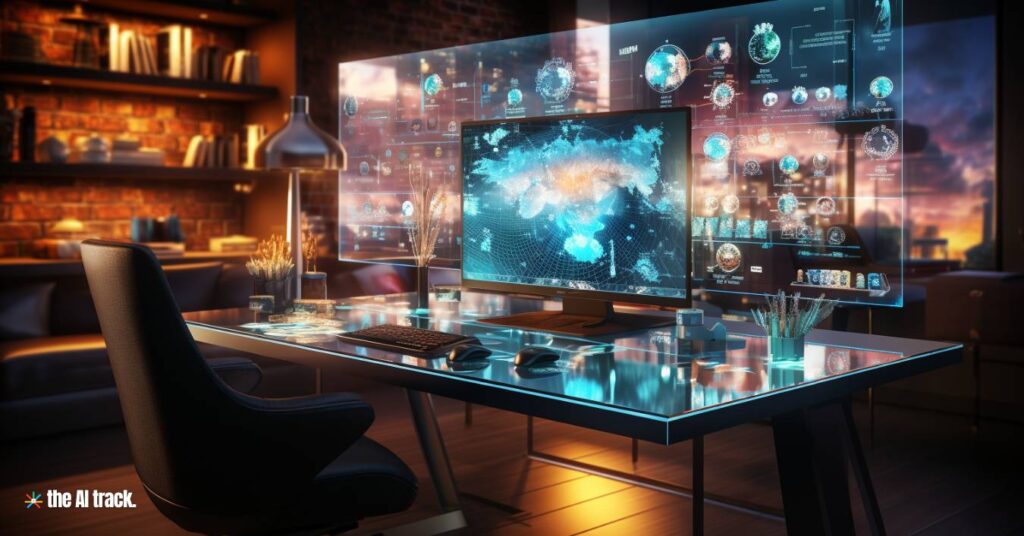 AI in Work - Future Office - Image generated by Midjourney for The AI Track