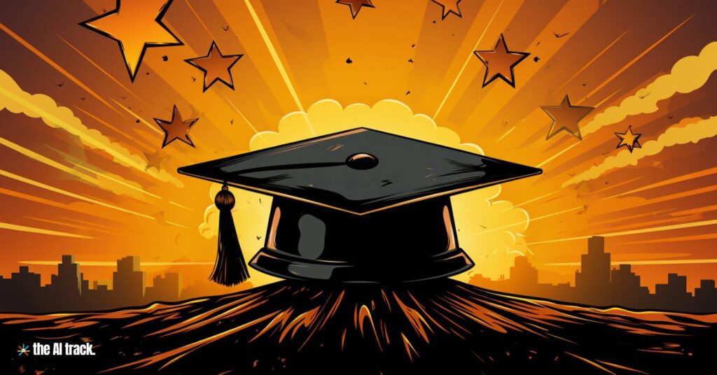 AI Impact on Education - College Graduation Hat - Image generated by Midjourney for The AI Track