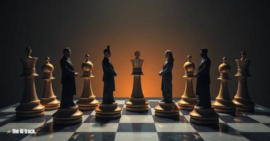 AI in Business - Chessboard with Business People pieces - Image generated by AI for The AI Track