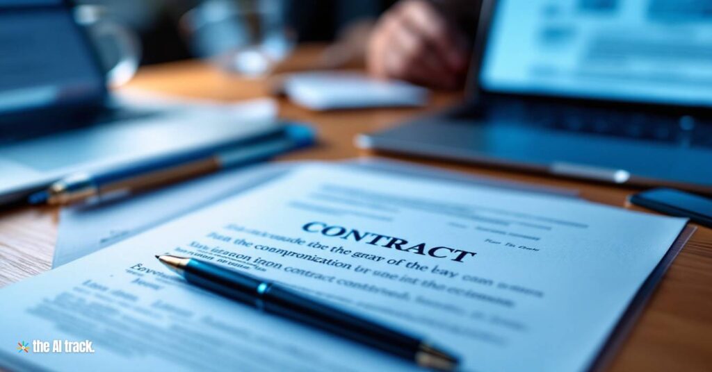 Contract on a desk - Image generated by Flux for The AI Track