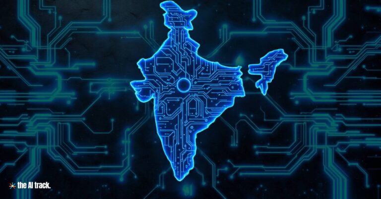 India and AI - Digital map of India with circuit-like designs - Photo Generated by Flux for The AI Track