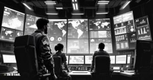 Anthropic, AWS, and Palantir Partner - A military command center with digital interfaces displaying integrated AI analytics - Image Credit - Flux-The AI Track