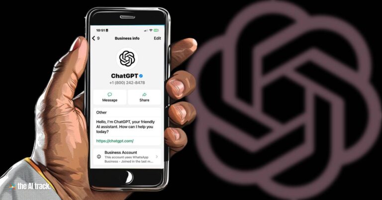 ChatGPT Dial-In and WhatsApp - Hand holding mobile with 18002428478 ChatGPT number- Image Credits - The AI Track by Freepik-Flux