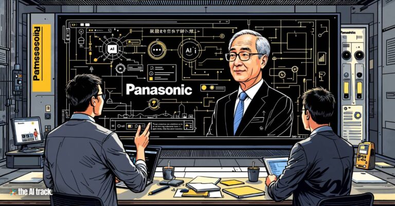 Panasonic Employees consulting with a digital avatar of Matsushita on a virtual screen - Image Credit Flux-Freepik-The AI Track