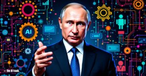 Russia to form AI Alliance with BRICS - Vladimir Putin standing in front of holographic AI symbols - Image Credits - Flux-Freepik-The AI Track