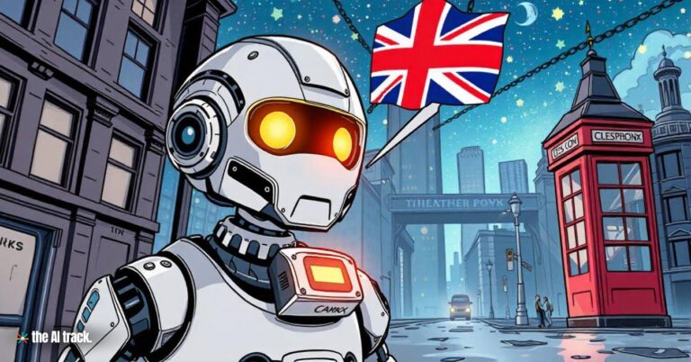 UK Unveils 'AI Opportunities Action Plan - AI-powered robot attempting to enter the UK - Image Credit - Freepik-Flux-The AI Track