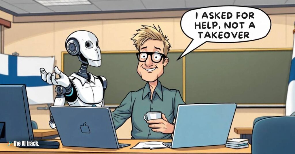 A Finnish teacher and a robot- Credit - The AI Track, Flux-Freepik