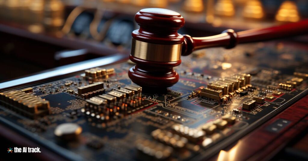 A gavel and a computer chip - Credit - The AI Track made with AI