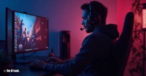 Microsoft Unleashes Muse AI - A young man playing games on his desktop PC - Credit - The AI Track, Vheer