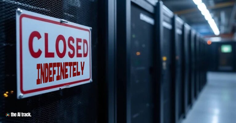 Microsoft is Canceling AI Data Center Investments - A data center wearing a Closed Indefinitely notice - Credit - The AI Track, Raphael