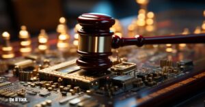 Thomson Reuters Wins Major AI Copyright Case - A gavel on a computer chip - Credit - The AI Track made with Midjourney