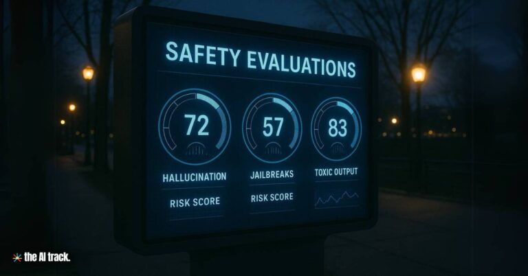 Public dashboard labeled Safety Evaluations (OpenAI Launches Public Hub to Share Safety Evaluations of AI Models) Credit - ChatGPT, The AI Track