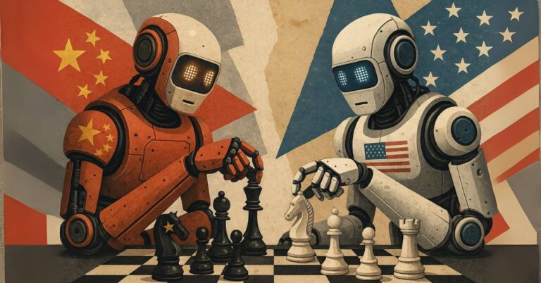 Robot Chess Match (China Proposes International AI Cooperation Organization)- Image generated by ChatGPT