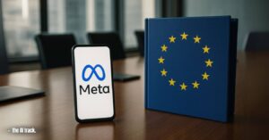 Smartphone and EU Binder in Meeting (Meta Declined to Sign EU AI Code) Credit - ChatGPT, The AI Track