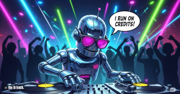 Robot DJ in Neon Party Vibes - Image Credit -Gemini, The AI Track