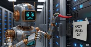 Robot turning Spicy Mode ON - xAI Launches Grok Imagine With NSFW Mode - Image Credit - Gemini, The AI Track