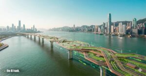 Circuit-board bridge connecting China to Hong Kong - AI Chipmaker Biren Jumps 76% in Hong Kong IPO (Credit - Gemini, The AI Track) 01