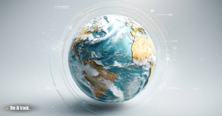 Global weather map rendered as a clean digital globe - NVIDIA Launches Earth-2 for Weather Forecasting (Credit - Midjourney, The AI Track)