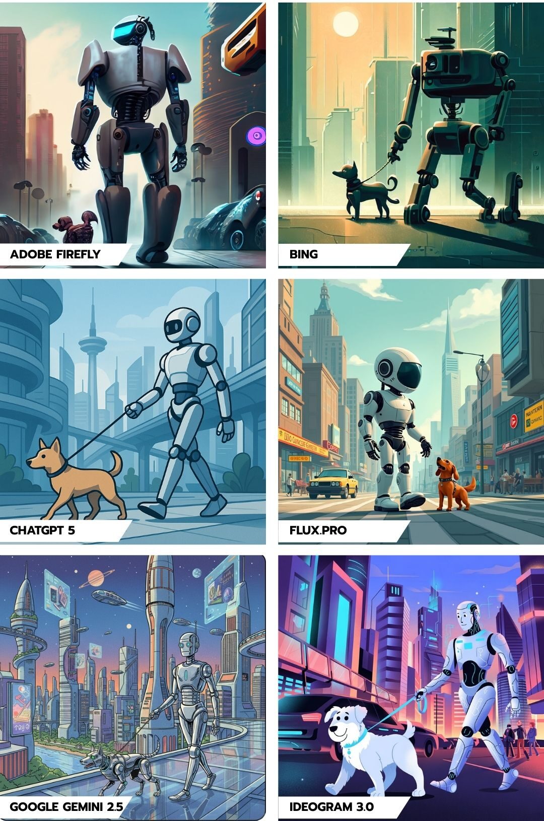 A robot walking a dog in a futuristic city - Part 1