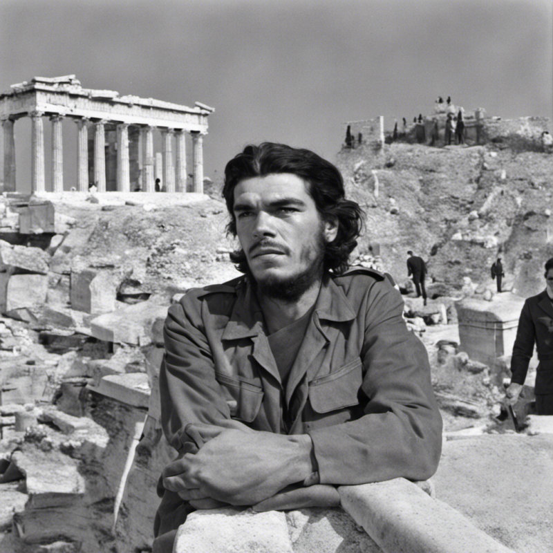 STABLE DIFUSION - Best Image Generator Crash Test - Photo of Che Guevara visiting Acropolis, Athens Greece