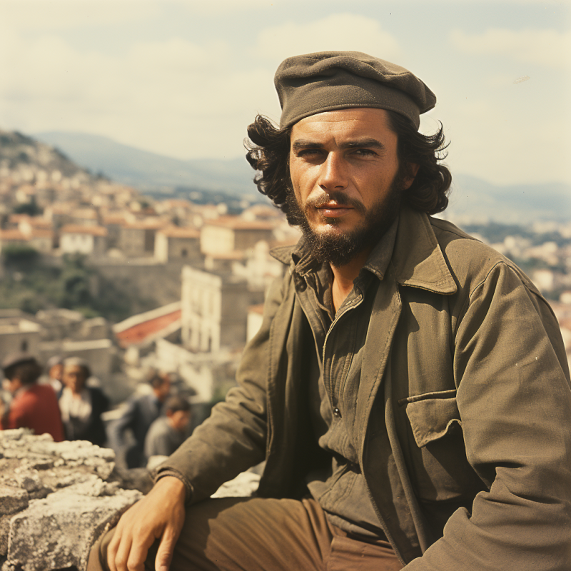 MIDJOURNEY - Best Image Generator Crash Test - Photo of Che Guevara visiting Acropolis, Athens Greece